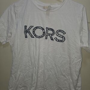 Michael Kors White Tee with Navy KORS Logo